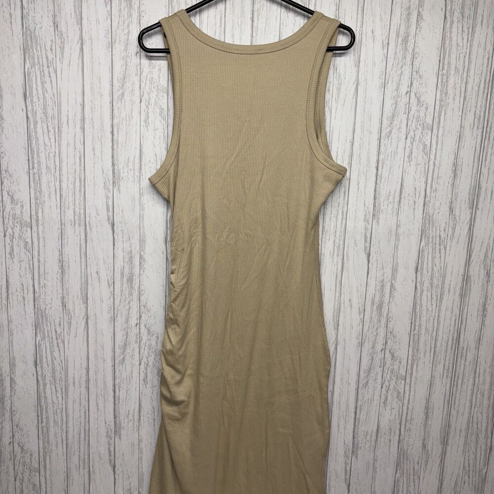 Womens Size L J Crew Ruched Midi Rib Dress Tan NWT - Picture 7 of 9